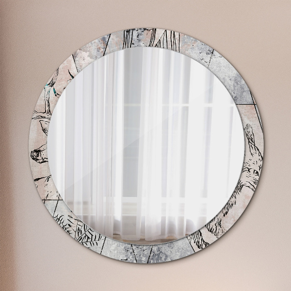 Round decorative mirror Animal abstraction