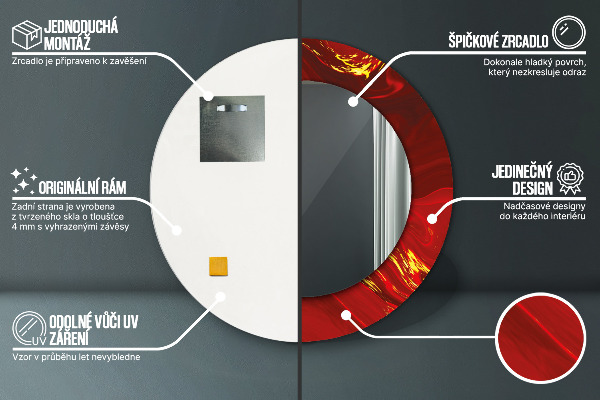 Round decorative mirror Red marble