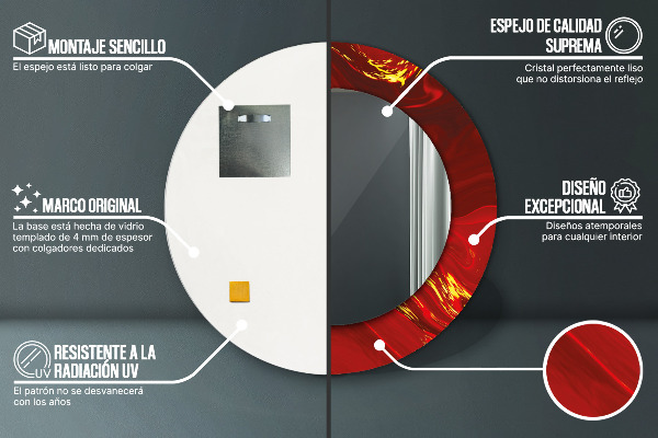 Round decorative mirror Red marble