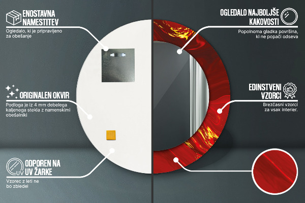 Round decorative mirror Red marble