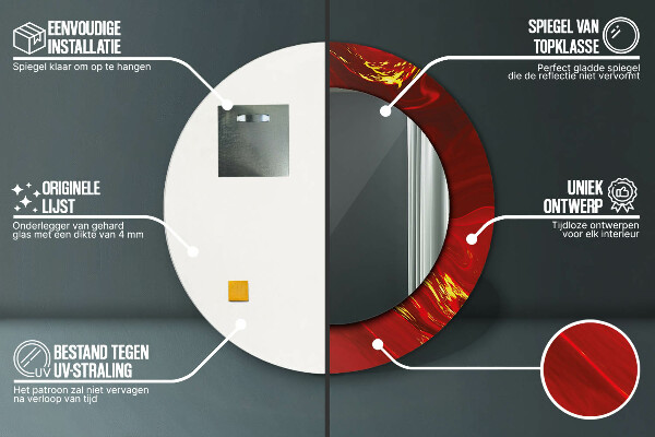 Round decorative mirror Red marble