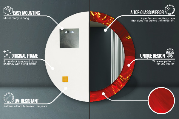 Round decorative mirror Red marble