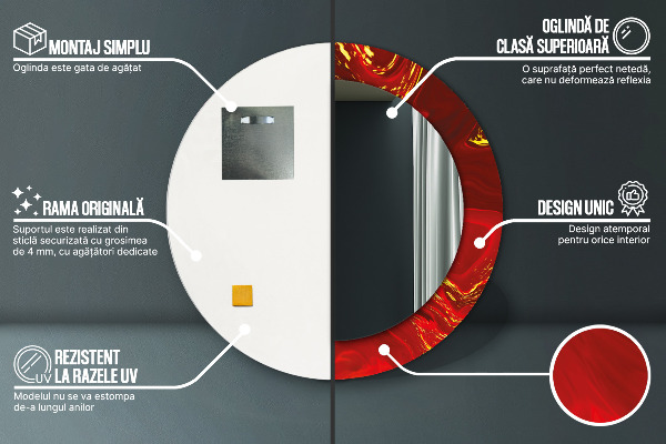 Round decorative mirror Red marble