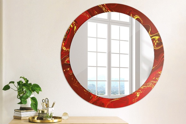 Round decorative mirror Red marble