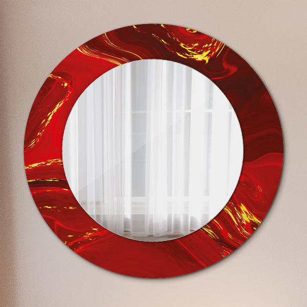 Round decorative mirror Red marble