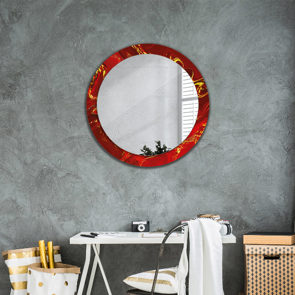 Round decorative mirror Red marble
