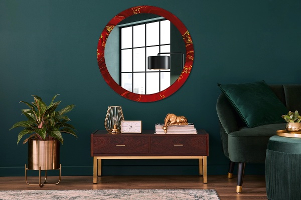 Round decorative mirror Red marble