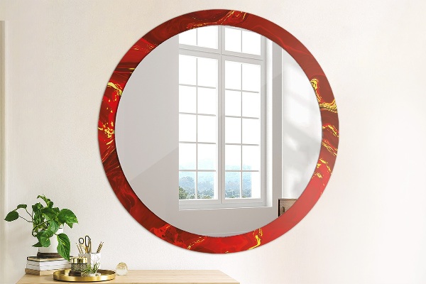 Round decorative mirror Red marble