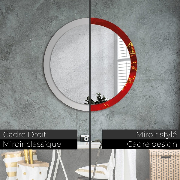 Round decorative mirror Red marble