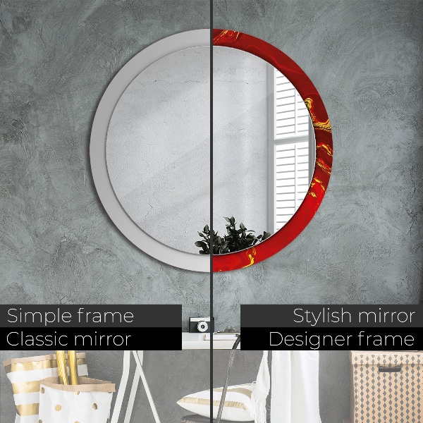 Round decorative mirror Red marble