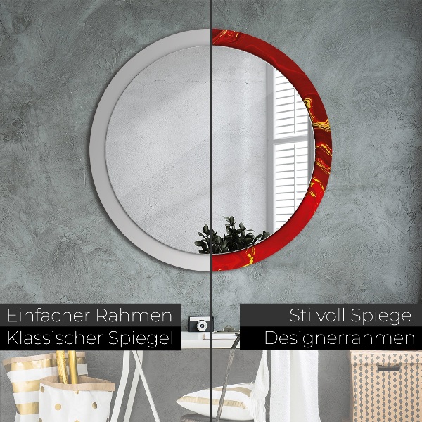 Round decorative mirror Red marble