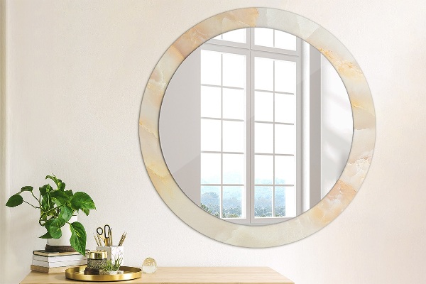 Round decorative mirror Marble onyx