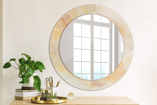 Round decorative mirror Marble onyx