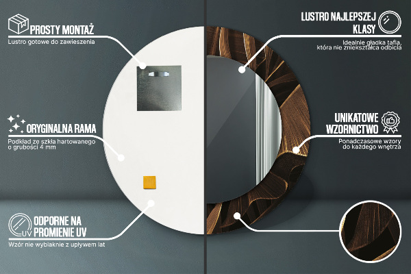 Round decorative mirror Brown banana leaves