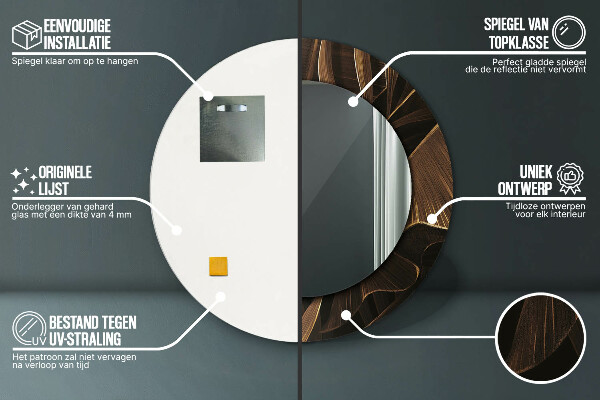 Round decorative mirror Brown banana leaves