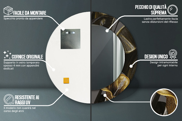 Round printed mirror Hibiscus flowers