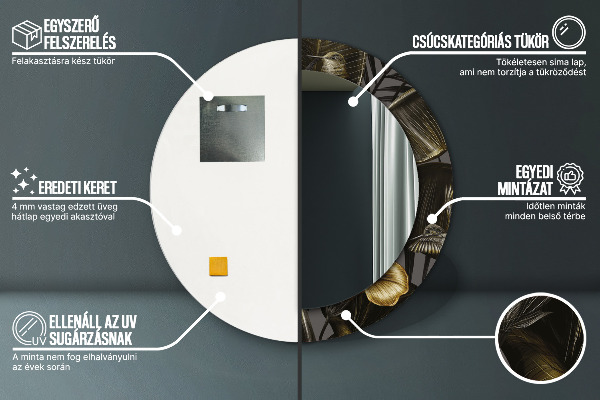 Round printed mirror Hibiscus flowers