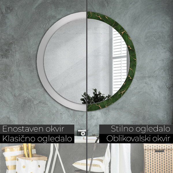 Round mirror frame with print Abstract leaf