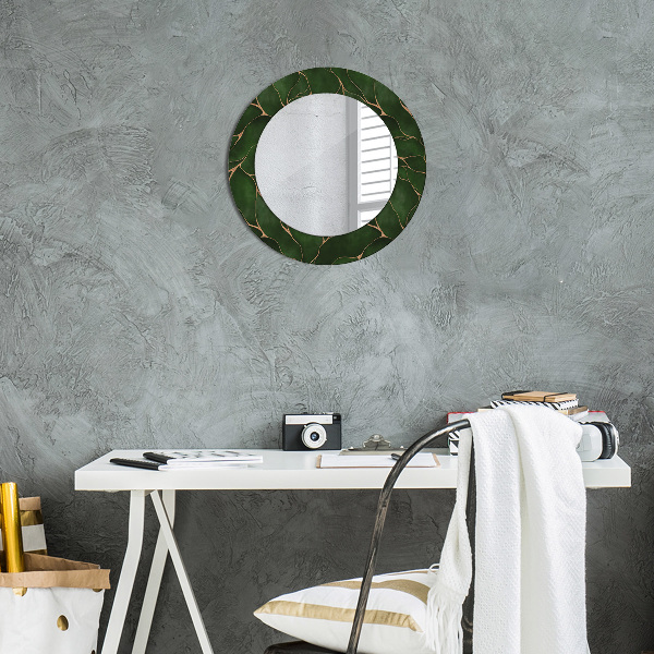 Round mirror frame with print Abstract leaf