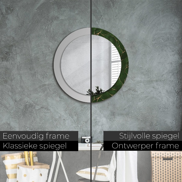 Round mirror frame with print Abstract leaf