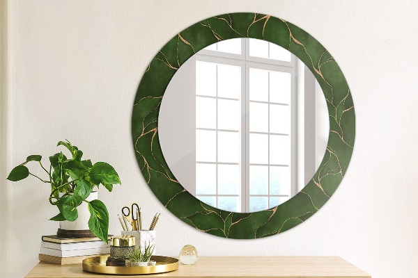 Round mirror frame with print Abstract leaf