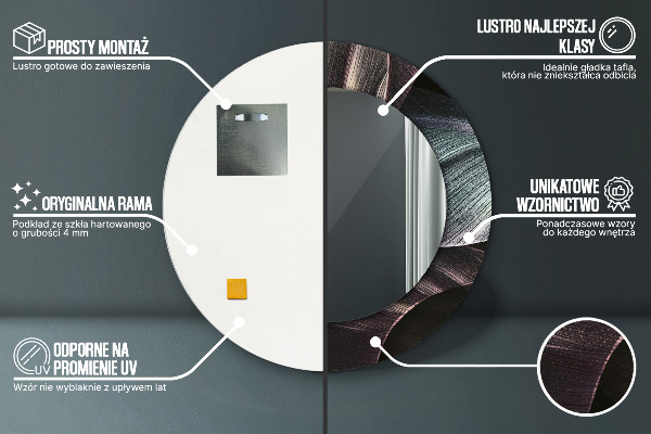 Round decorative mirror Dark tropical leaves