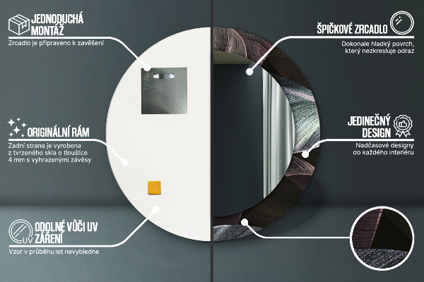 Round decorative mirror Dark tropical leaves