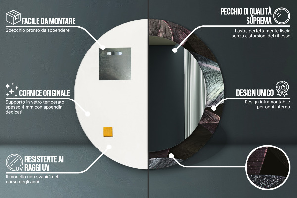 Round decorative mirror Dark tropical leaves