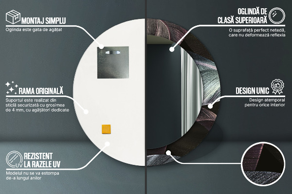 Round decorative mirror Dark tropical leaves