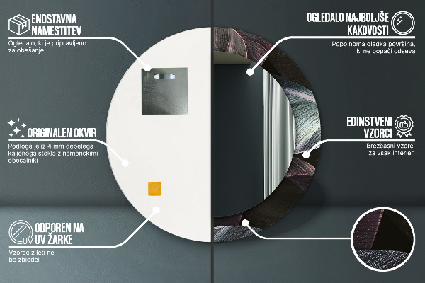 Round decorative mirror Dark tropical leaves