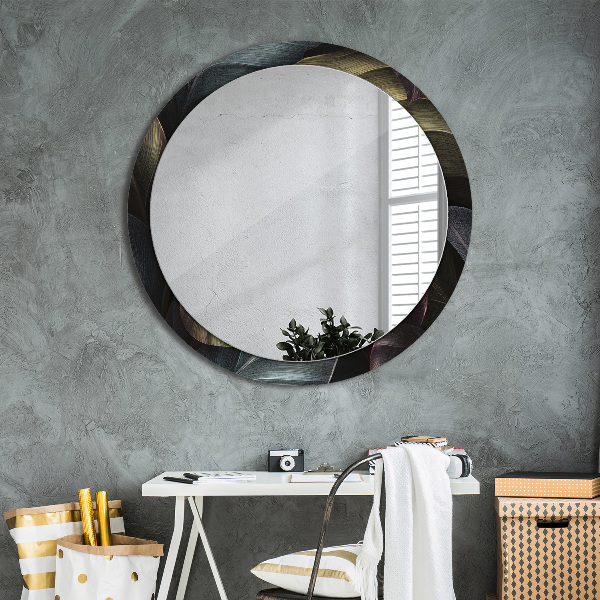Round decorative mirror Dark tropical leaves