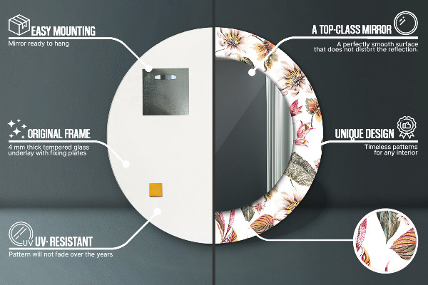 Round printed mirror Vintage flowers