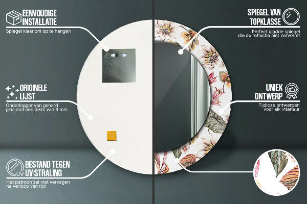 Round printed mirror Vintage flowers