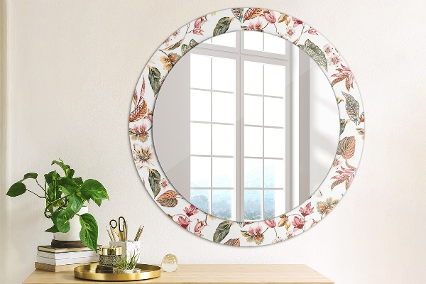 Round printed mirror Vintage flowers