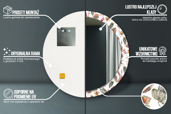 Round printed mirror Vintage flowers