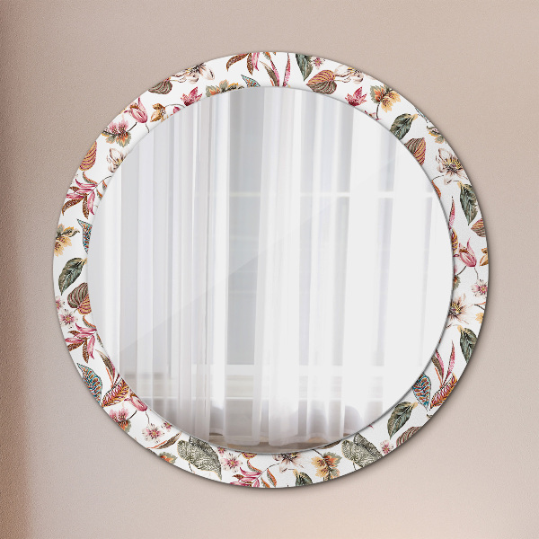 Round printed mirror Vintage flowers