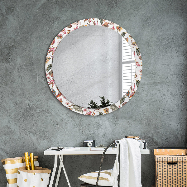 Round printed mirror Vintage flowers
