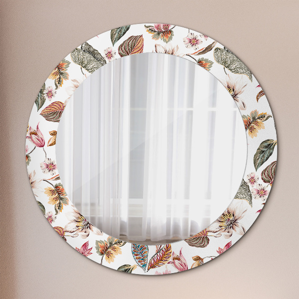 Round printed mirror Vintage flowers