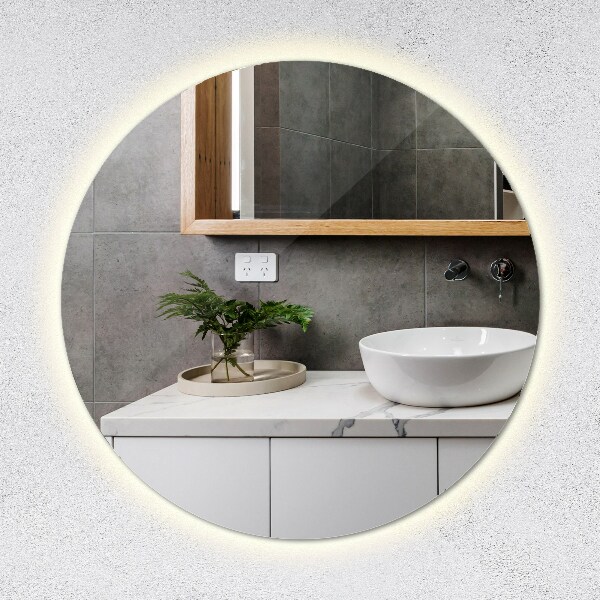 Modern illuminated round mirror 28 in