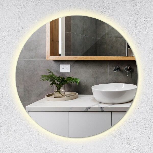 Round wall mirror with lights 32 in