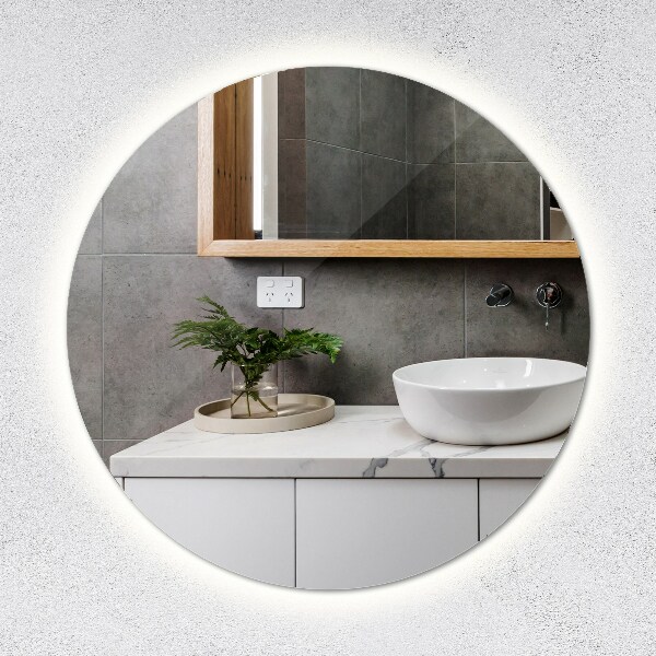 Round wall mirror with lights 32 in