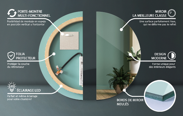 Round bathroom mirror with lights 16 in