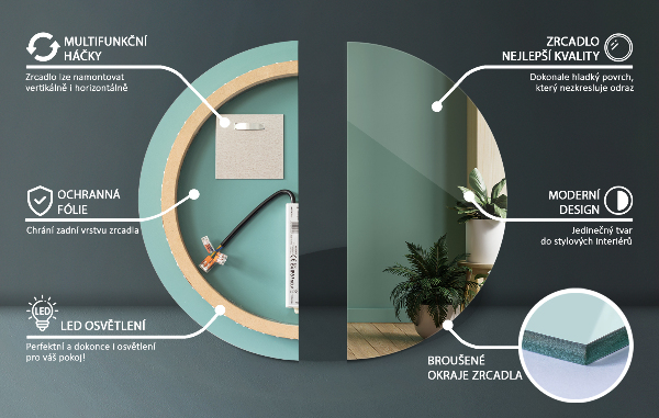 Round light up bathroom wall mirror 35 in