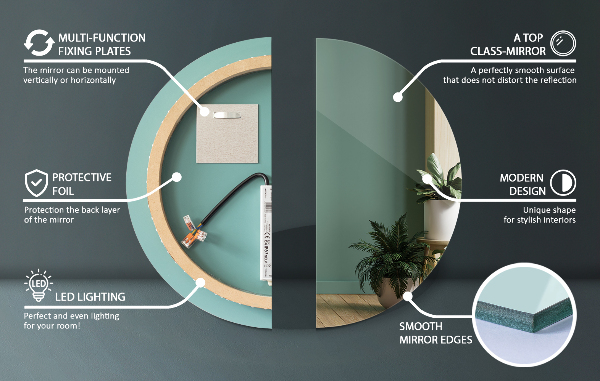 Round light up bathroom wall mirror 35 in