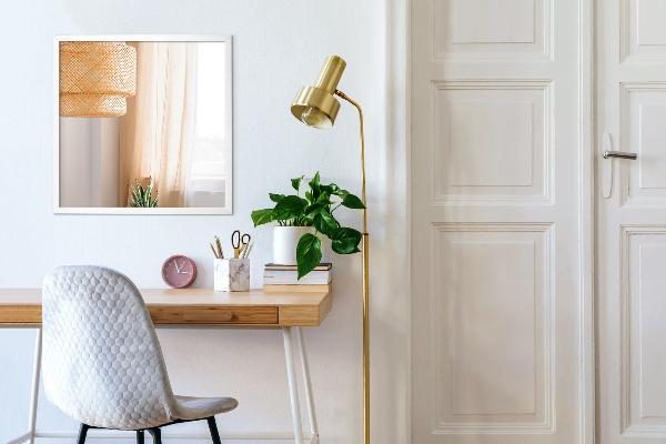 Large white framed rectangular mirror 32x24 in