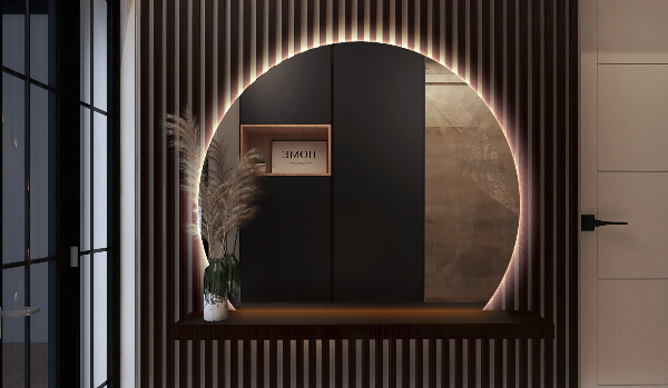 Semicircle mirror with led lights 74x90 cm