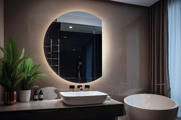 Mirror semicircle with led lights 84x100 cm