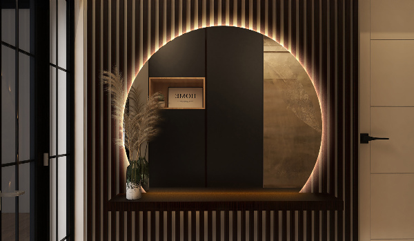 Mirror semicircle with led lights 84x100 cm