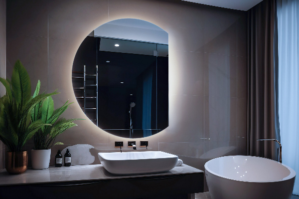 Mirror semicircle with led lights 84x100 cm