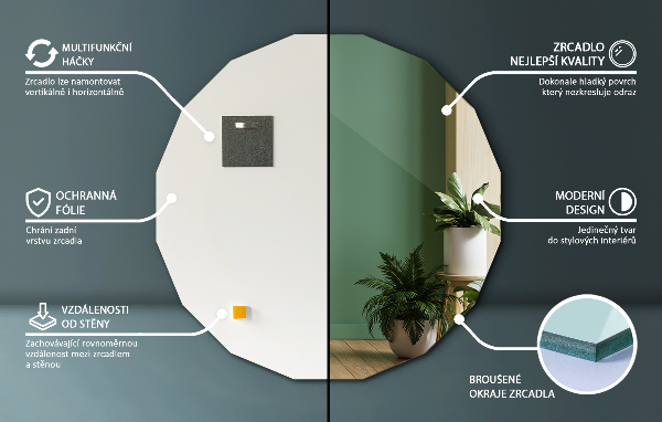 Mirror polygon modern accessory 100x100 cm